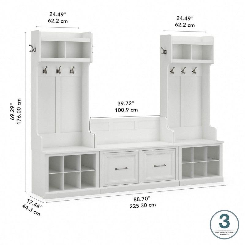 Entryway Hall Tree with Shoe Storage Bench and Coat Hooks