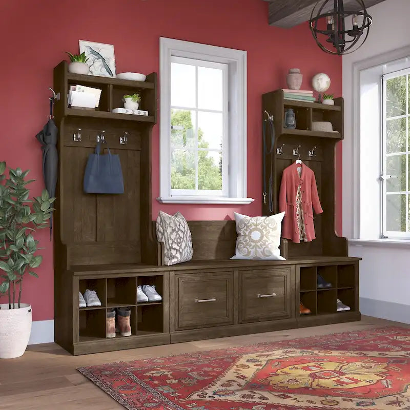 Entryway Hall Tree with Shoe Storage Bench and Coat Hooks
