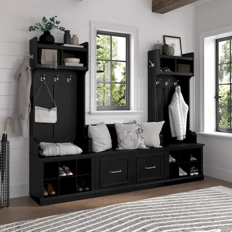 Entryway Hall Tree with Shoe Storage Bench and Coat Hooks