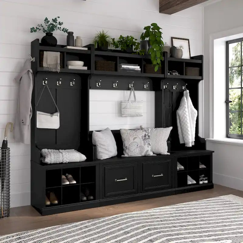 Entryway Hall Tree with Shoe Storage Bench and Coat Hooks