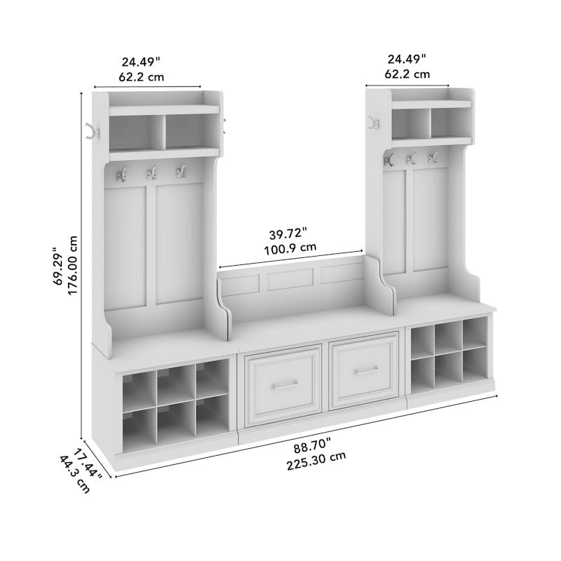 Entryway Hall Tree with Shoe Storage Bench and Coat Hooks