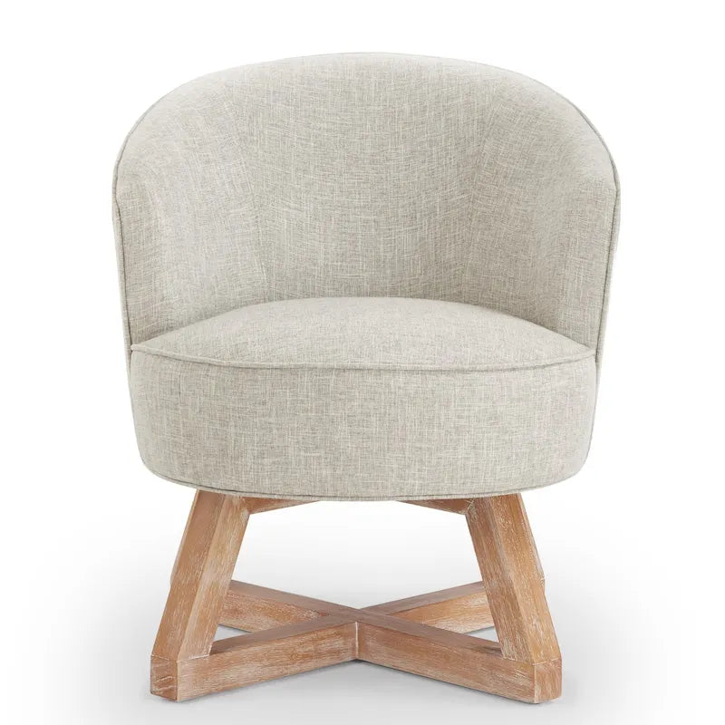 Swivel Accent Chair with Cross-shaped Wooden Base