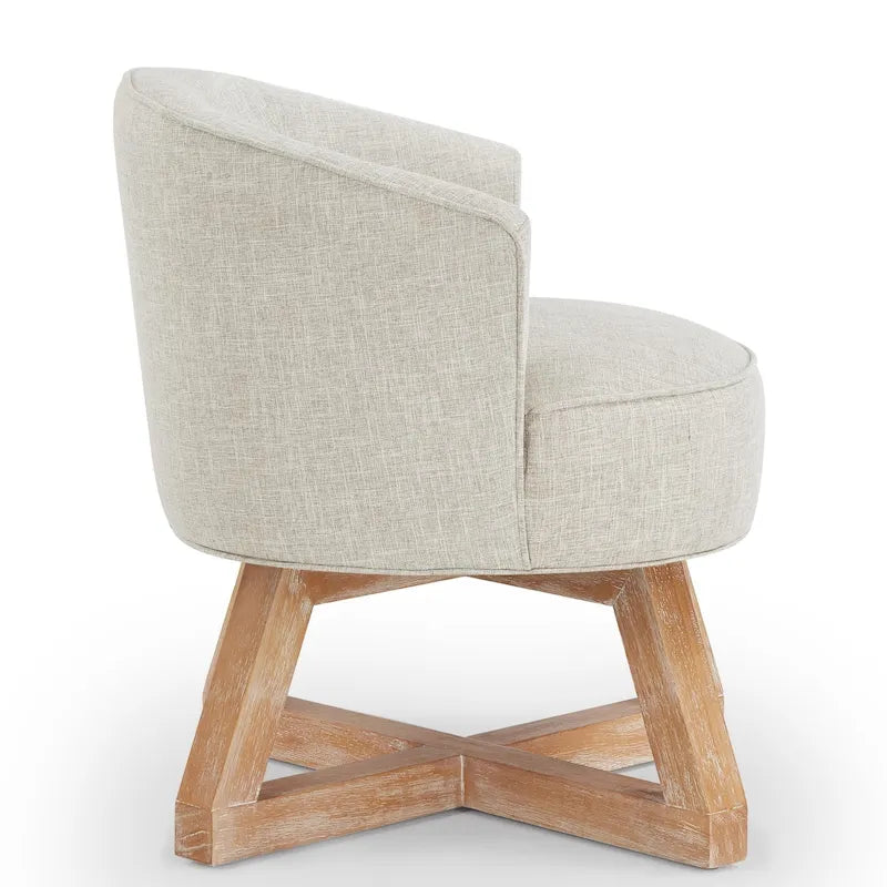 Swivel Accent Chair with Cross-shaped Wooden Base