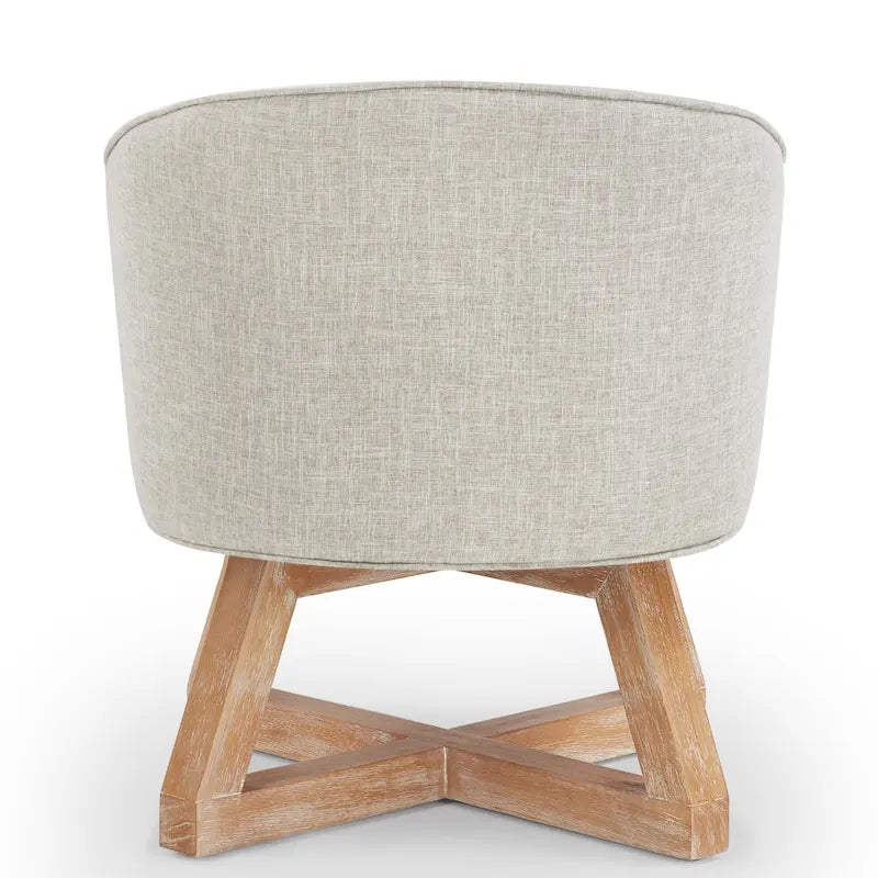 Swivel Accent Chair with Cross-shaped Wooden Base