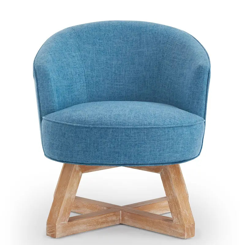 Swivel Accent Chair with Cross-shaped Wooden Base