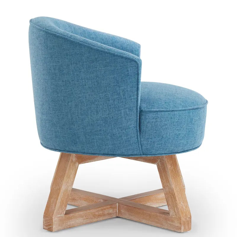 Swivel Accent Chair with Cross-shaped Wooden Base