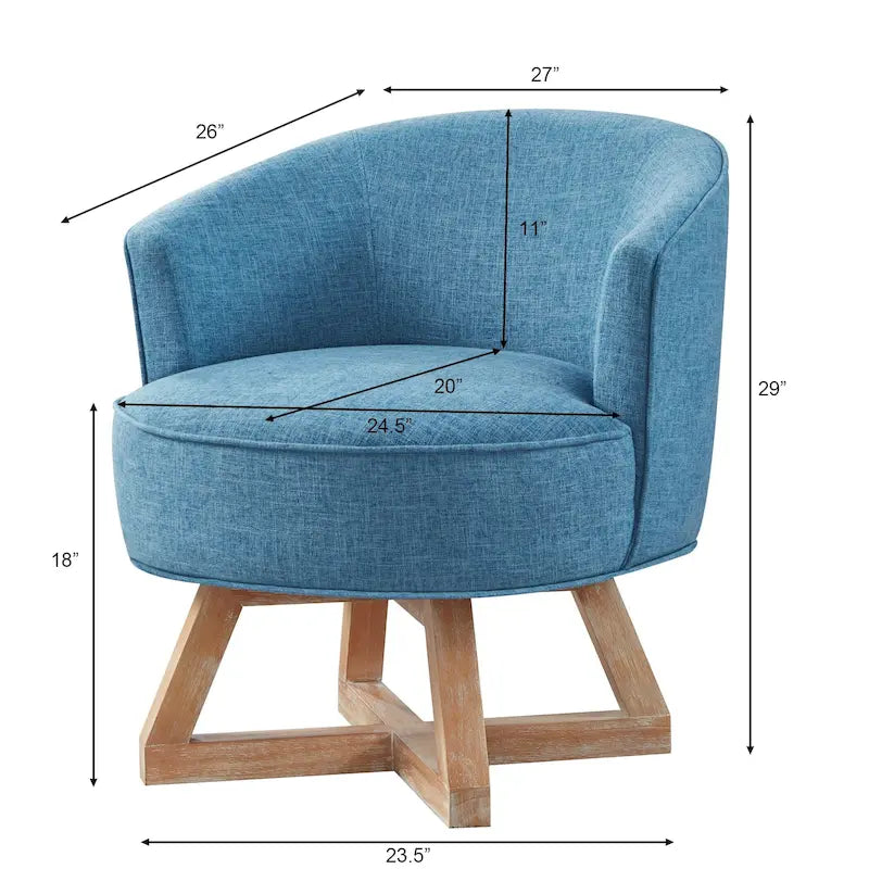 Swivel Accent Chair with Cross-shaped Wooden Base