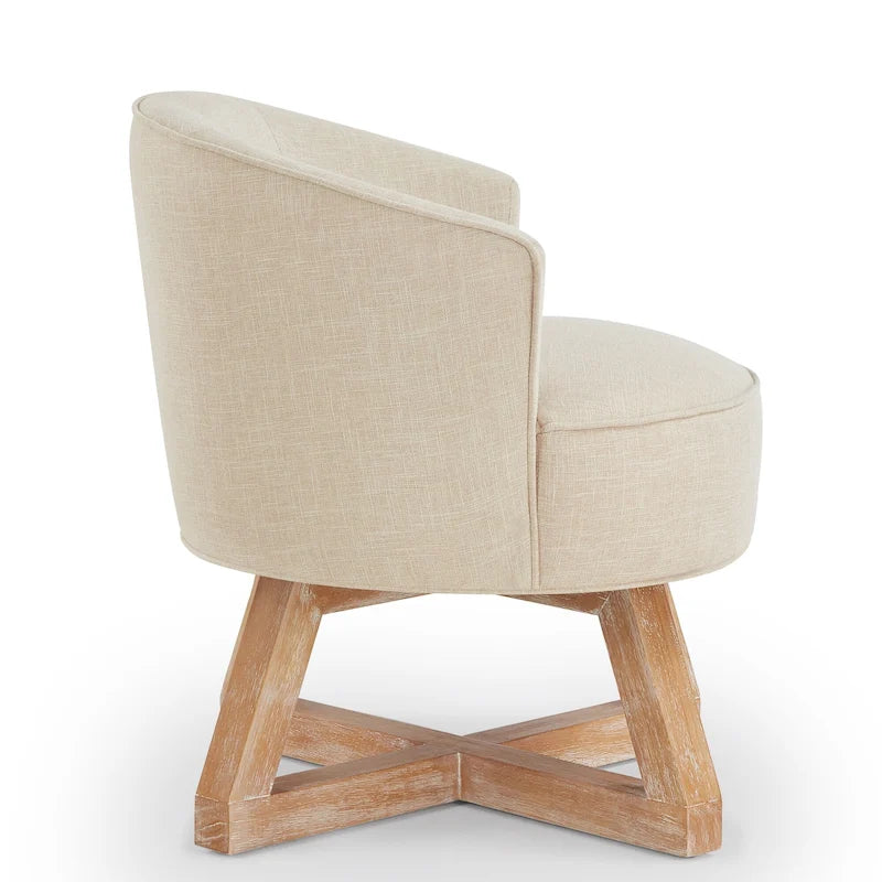 Swivel Accent Chair with Cross-shaped Wooden Base