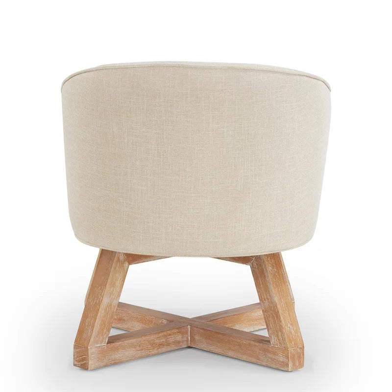 Swivel Accent Chair with Cross-shaped Wooden Base