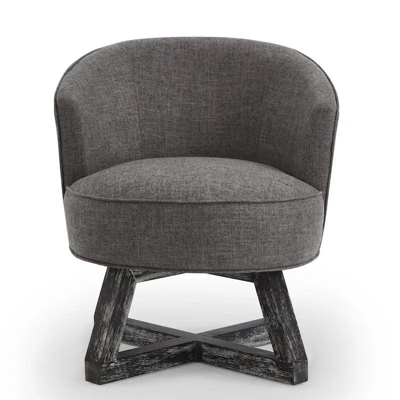 Swivel Accent Chair with Cross-shaped Wooden Base