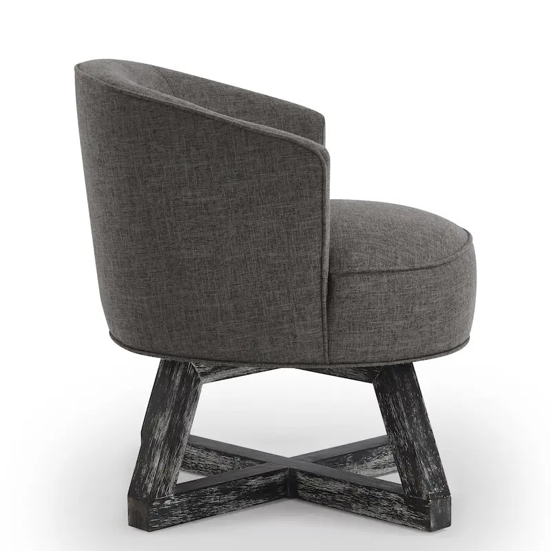 Swivel Accent Chair with Cross-shaped Wooden Base