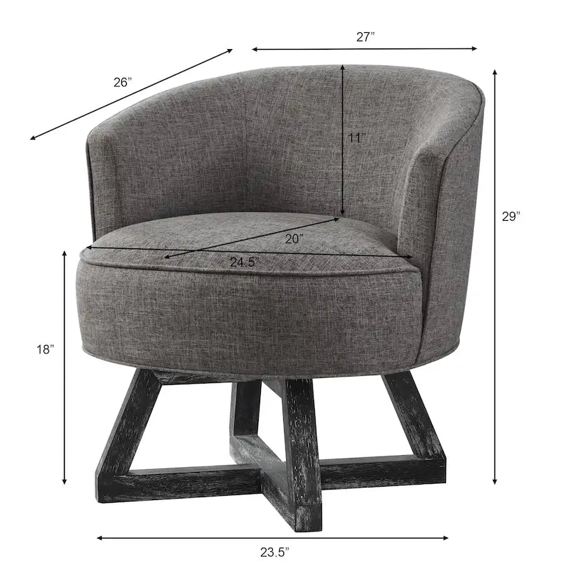 Swivel Accent Chair with Cross-shaped Wooden Base