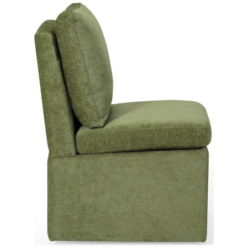 Chenille Upholstered Dining Chair with Under-Seat Storage and Caster Wheels