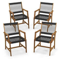 Patio Acacia Wood Dining Chairs, All-Weather Rope Woven