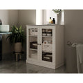 Solid Wood 32" Bathroom Cabinet with Clear Glass Doors and Adjustable Shelves