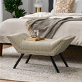 Tufted Fabric Ottoman Bench with Nailhead Trim and Angled Legs