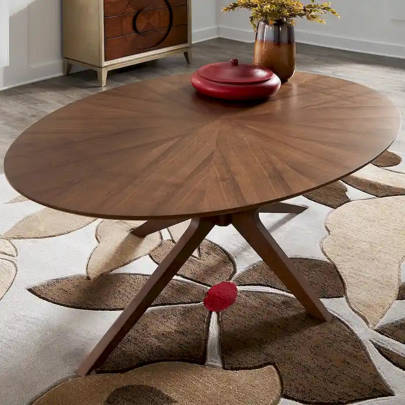 Walnut Finish Oval Dining Table