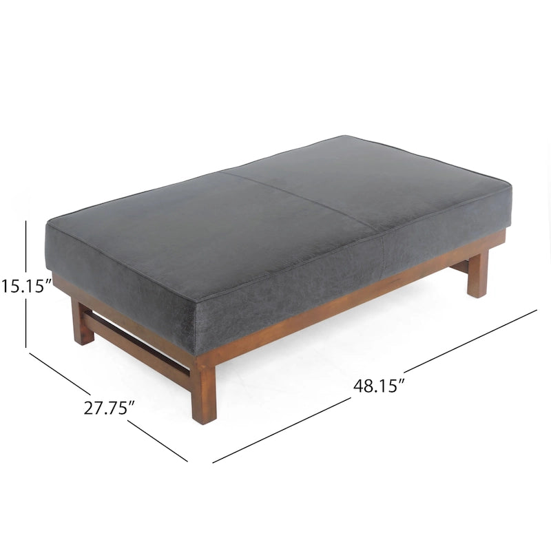 Modern Microfiber Cocktail Ottoman with Wood Frame