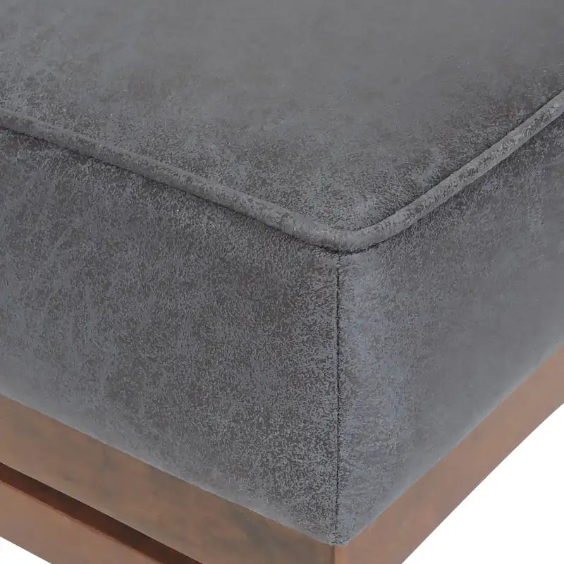 Modern Microfiber Cocktail Ottoman with Wood Frame