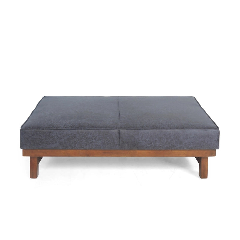 Modern Microfiber Cocktail Ottoman with Wood Frame