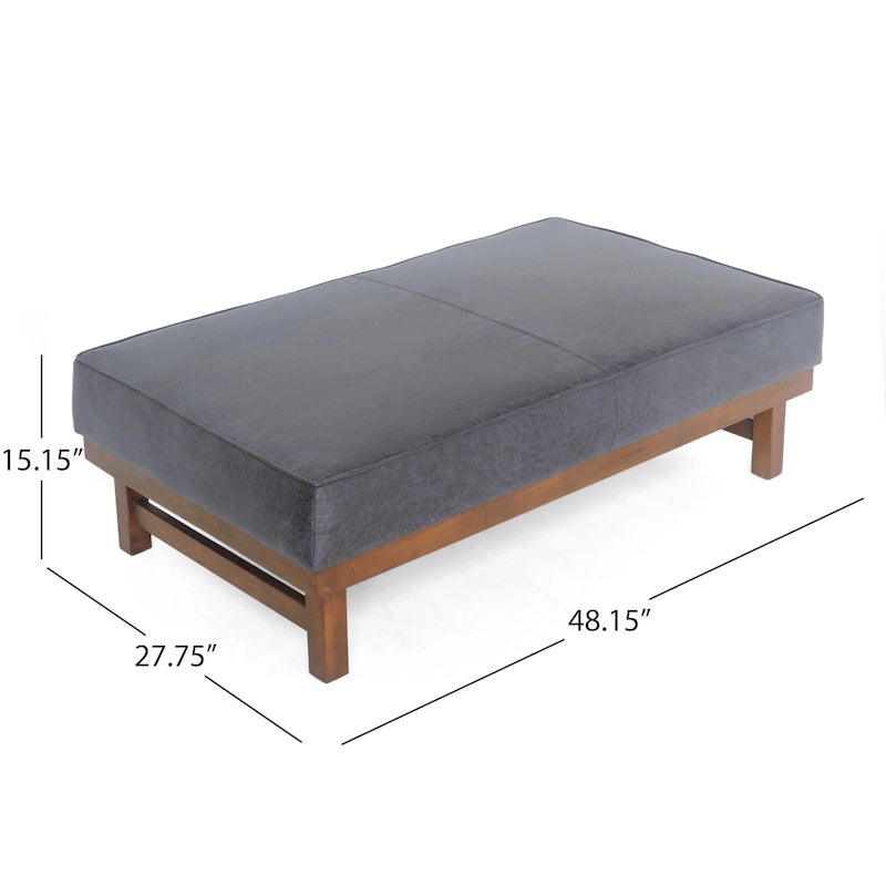 Modern Microfiber Cocktail Ottoman with Wood Frame