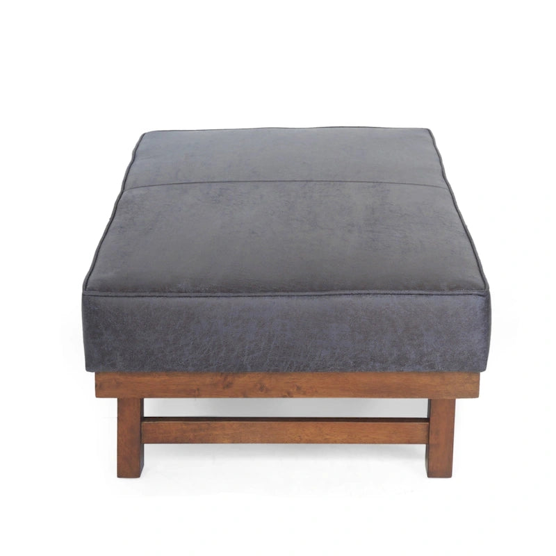 Modern Microfiber Cocktail Ottoman with Wood Frame