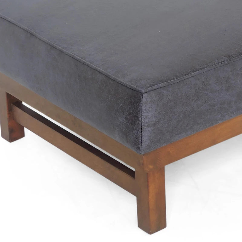 Modern Microfiber Cocktail Ottoman with Wood Frame