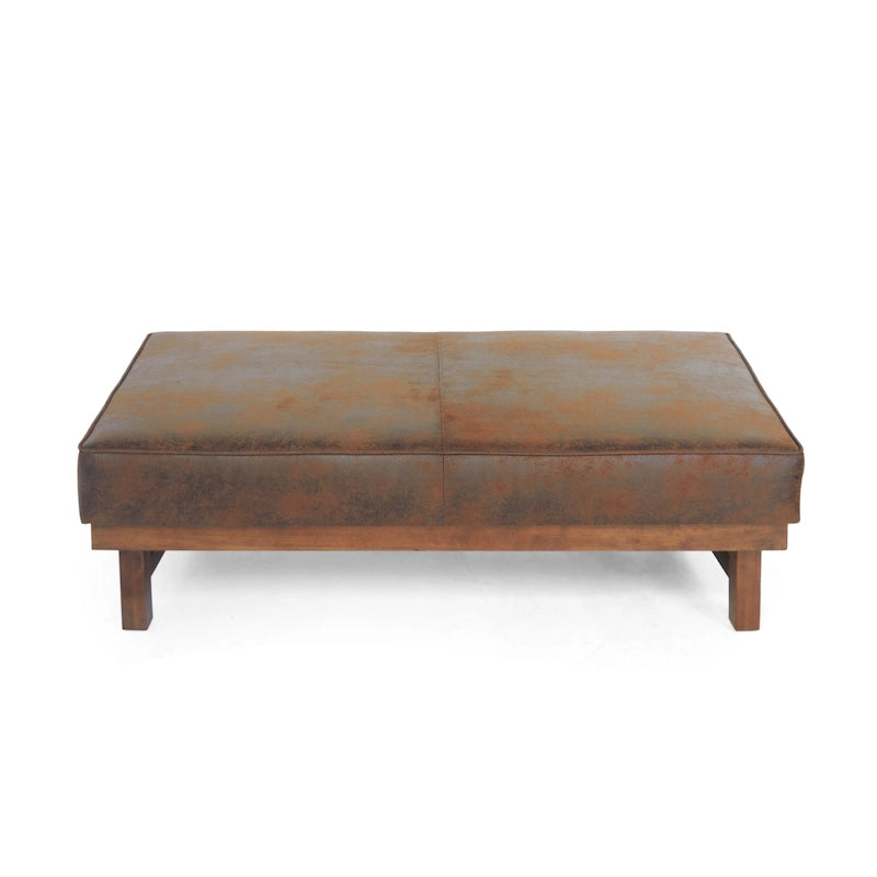 Modern Microfiber Cocktail Ottoman with Wood Frame