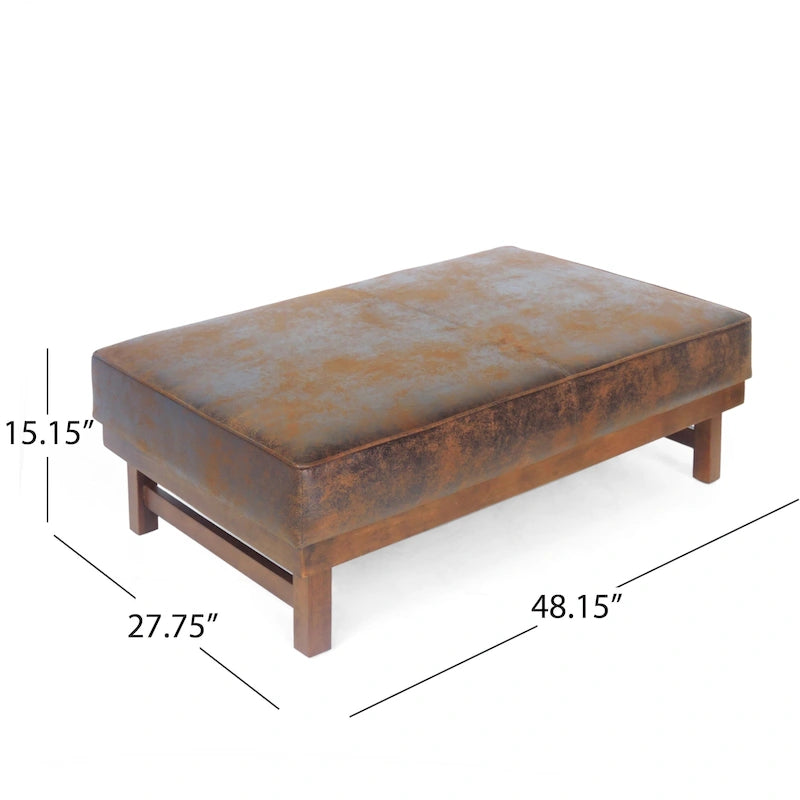 Modern Microfiber Cocktail Ottoman with Wood Frame