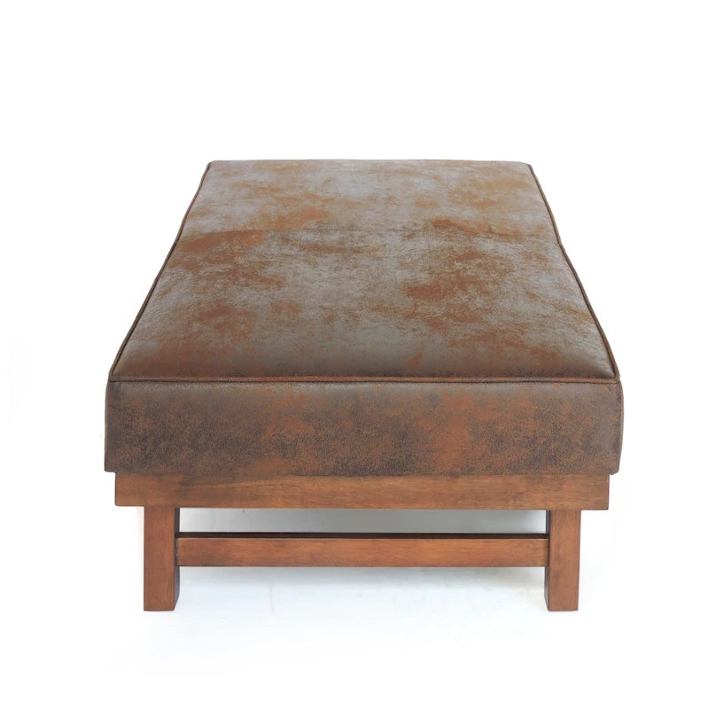 Modern Microfiber Cocktail Ottoman with Wood Frame