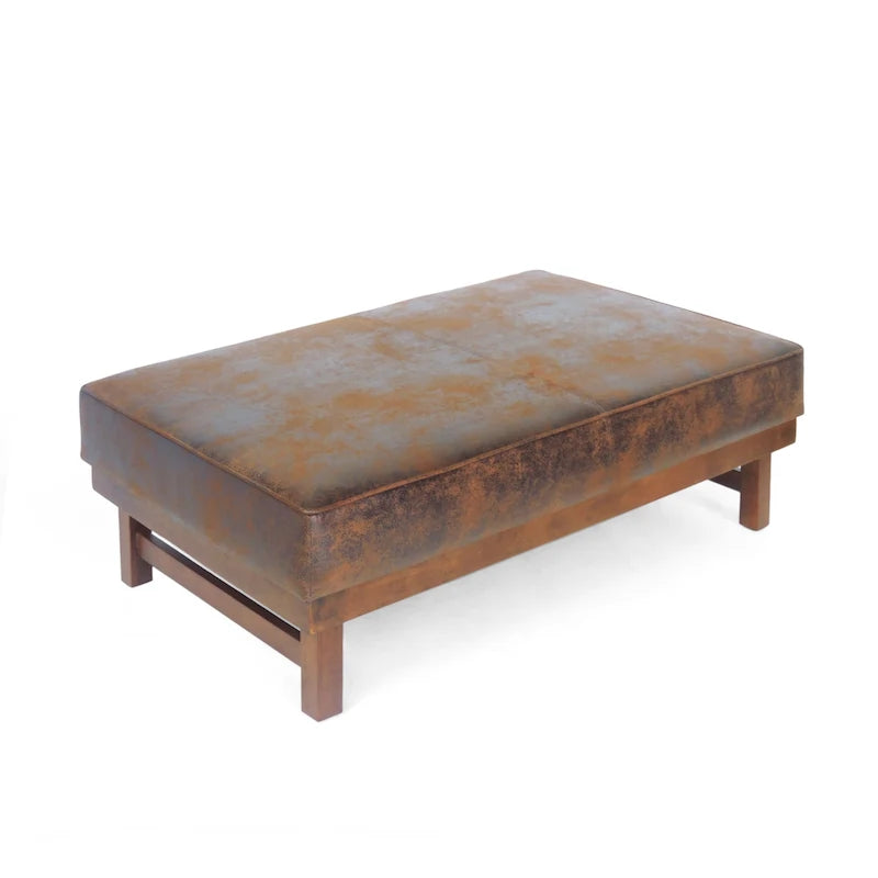 Modern Microfiber Cocktail Ottoman with Wood Frame