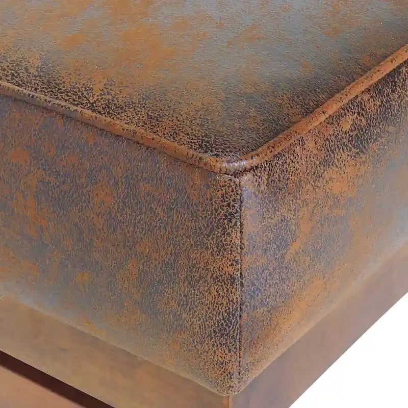 Modern Microfiber Cocktail Ottoman with Wood Frame