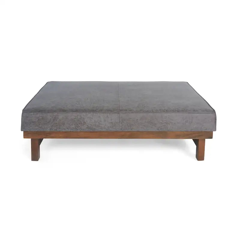 Modern Microfiber Cocktail Ottoman with Wood Frame