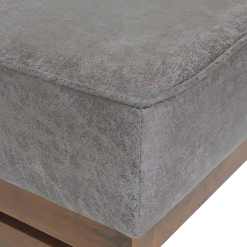 Modern Microfiber Cocktail Ottoman with Wood Frame