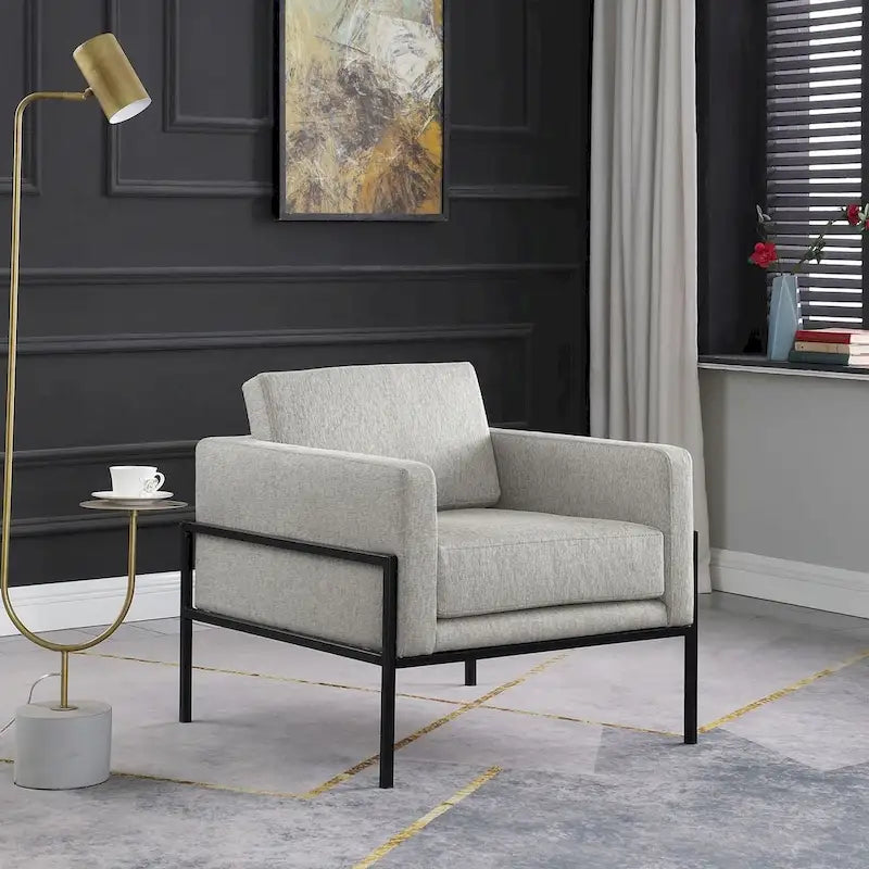 Modern Upholstered Club Chair with Metal Frame