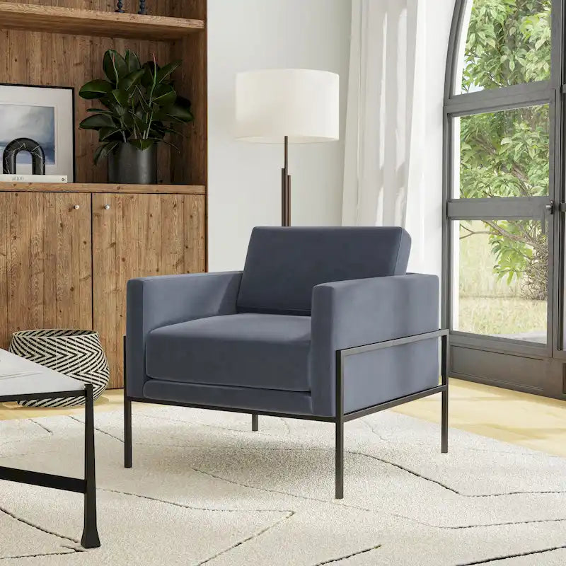 Modern Upholstered Club Chair with Metal Frame
