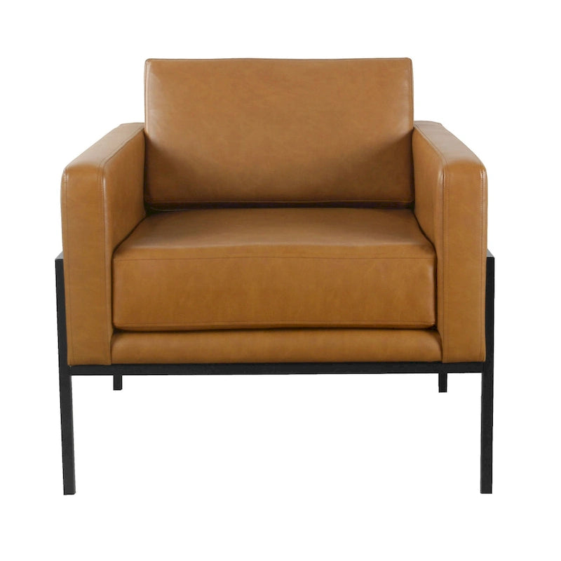 Modern Upholstered Club Chair with Metal Frame