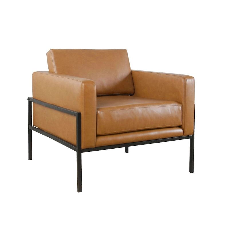Modern Upholstered Club Chair with Metal Frame
