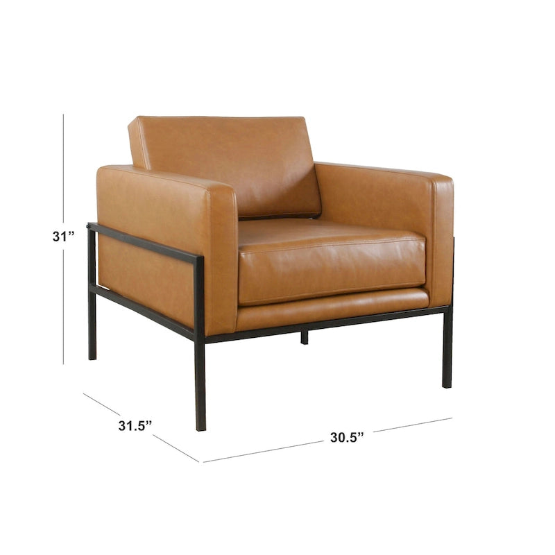 Modern Upholstered Club Chair with Metal Frame