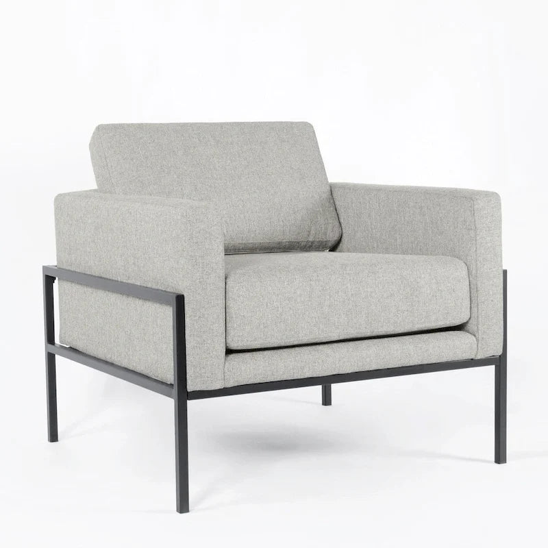 Modern Upholstered Club Chair with Metal Frame