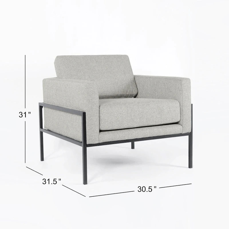 Modern Upholstered Club Chair with Metal Frame