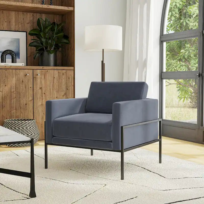 Modern Upholstered Club Chair with Metal Frame