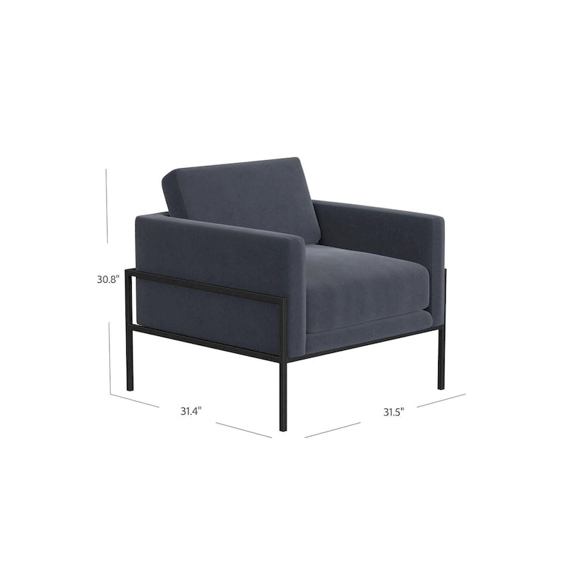 Modern Upholstered Club Chair with Metal Frame