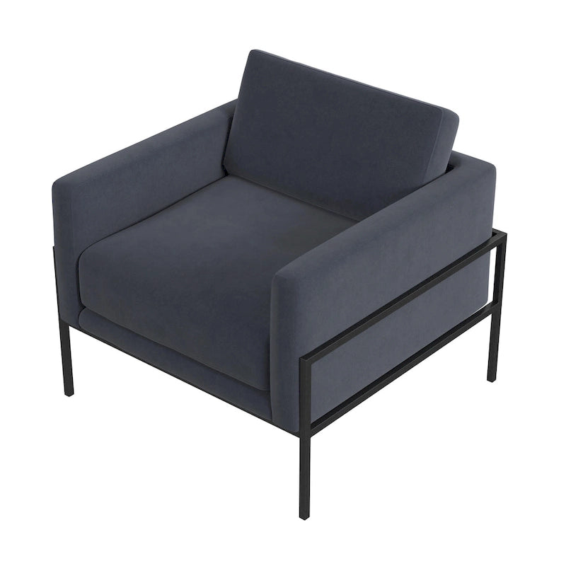 Modern Upholstered Club Chair with Metal Frame