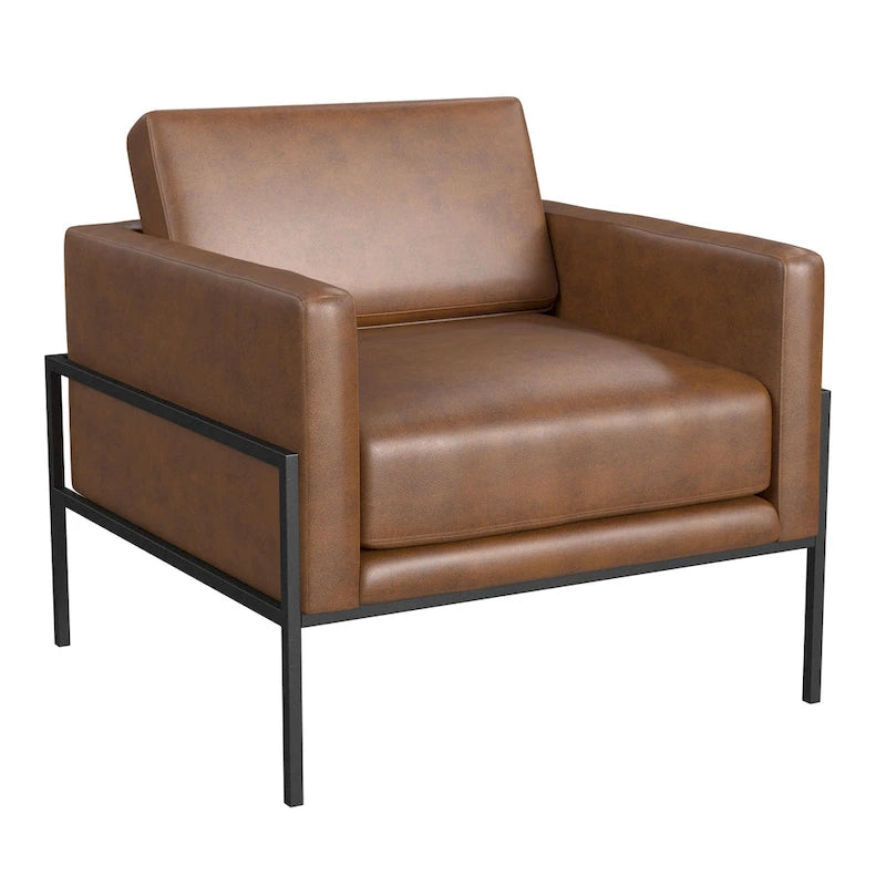 Modern Upholstered Club Chair with Metal Frame