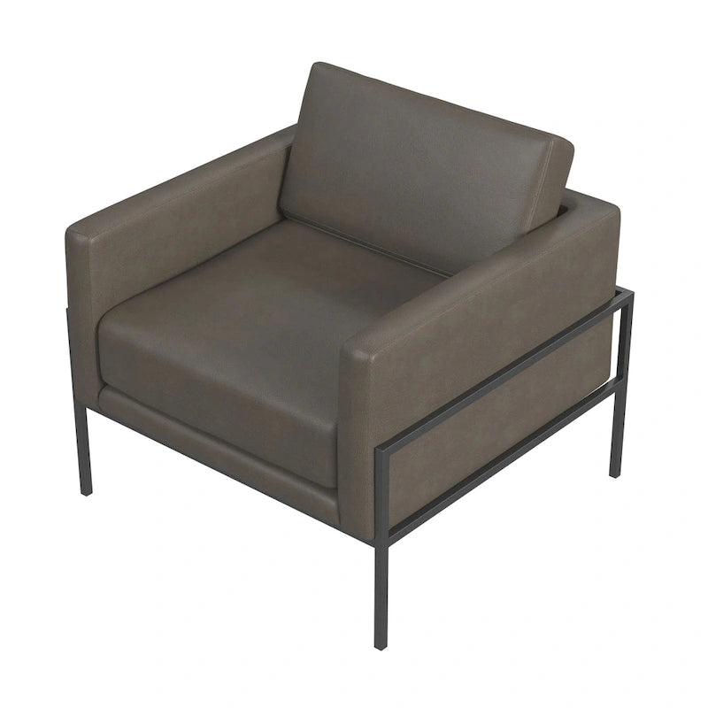 Modern Upholstered Club Chair with Metal Frame