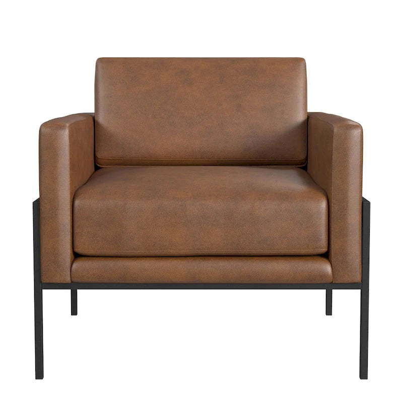 Modern Upholstered Club Chair with Metal Frame
