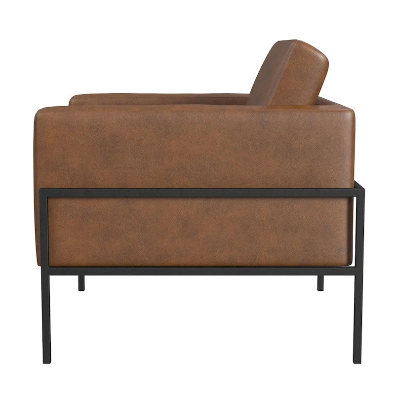 Modern Upholstered Club Chair with Metal Frame