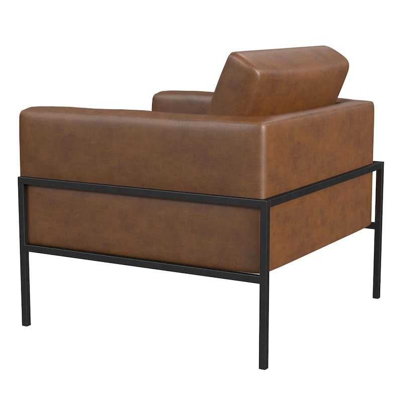 Modern Upholstered Club Chair with Metal Frame