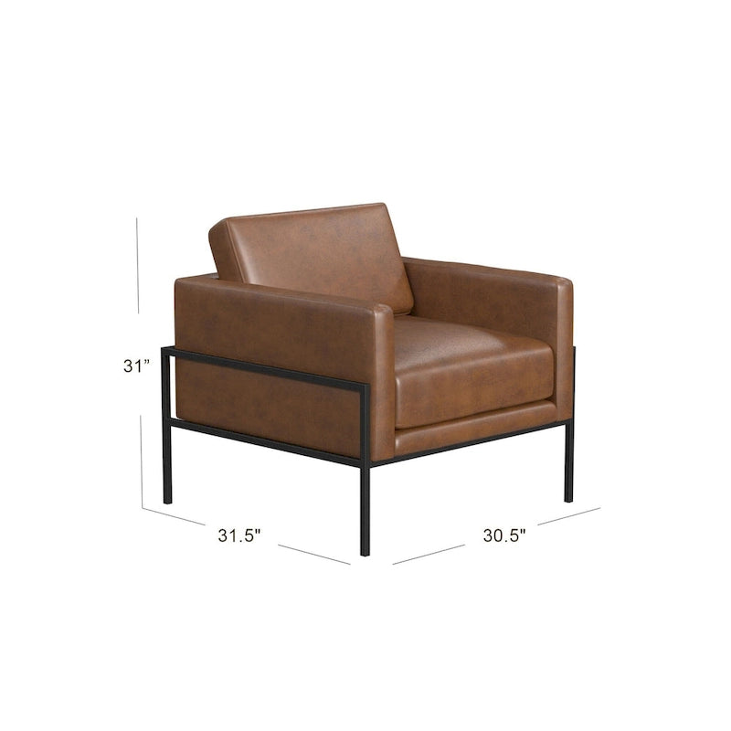 Modern Upholstered Club Chair with Metal Frame